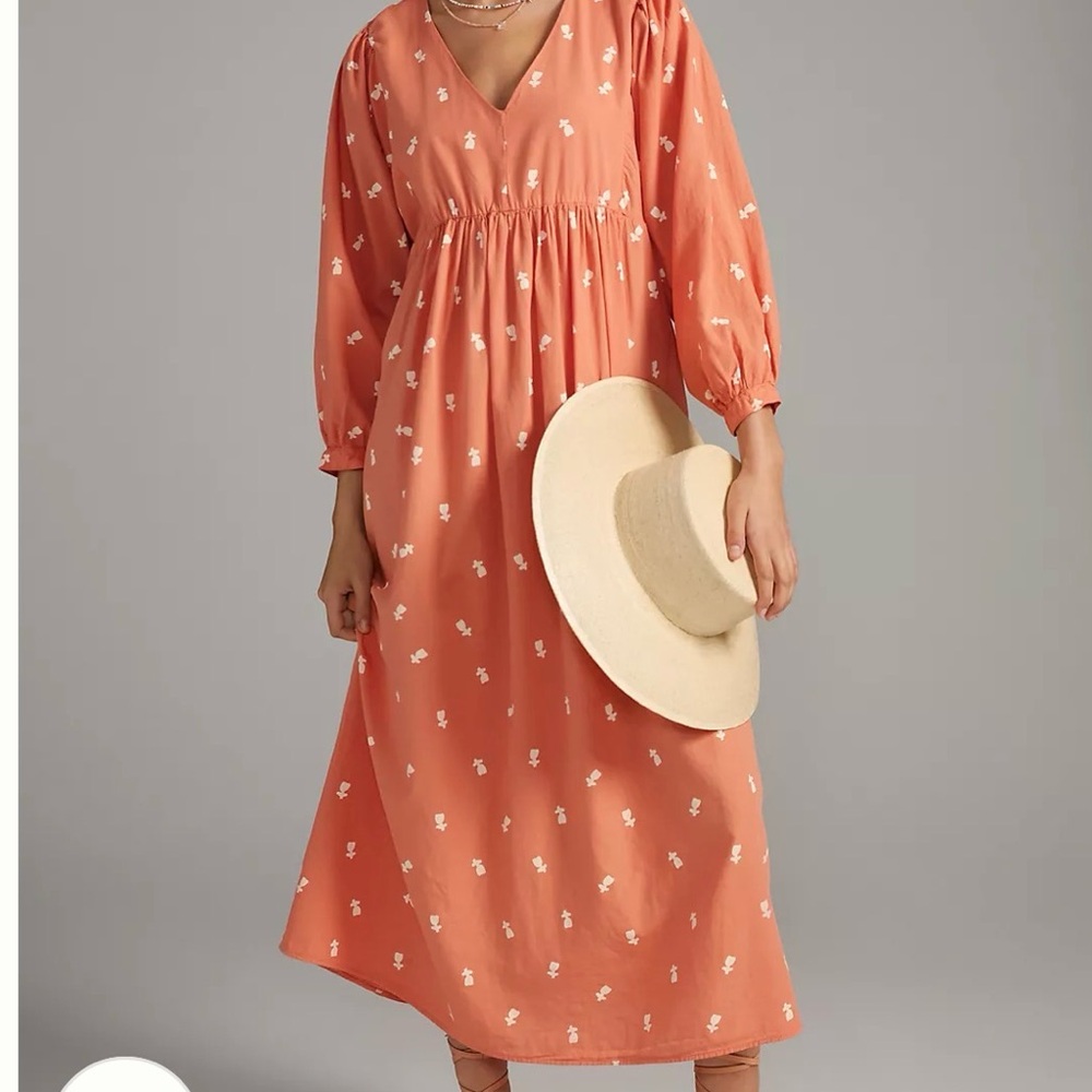 NWT Bobo Choses A Folk Song Pink Floral V-Neck Midi Dress M Oversized - Picture 10 of 10